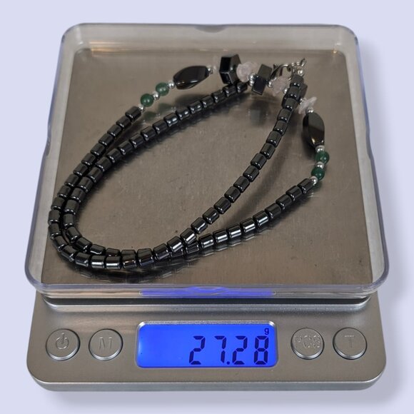 Hematite & Pink Quartz Chip Beaded Necklace - Picture 5 of 5